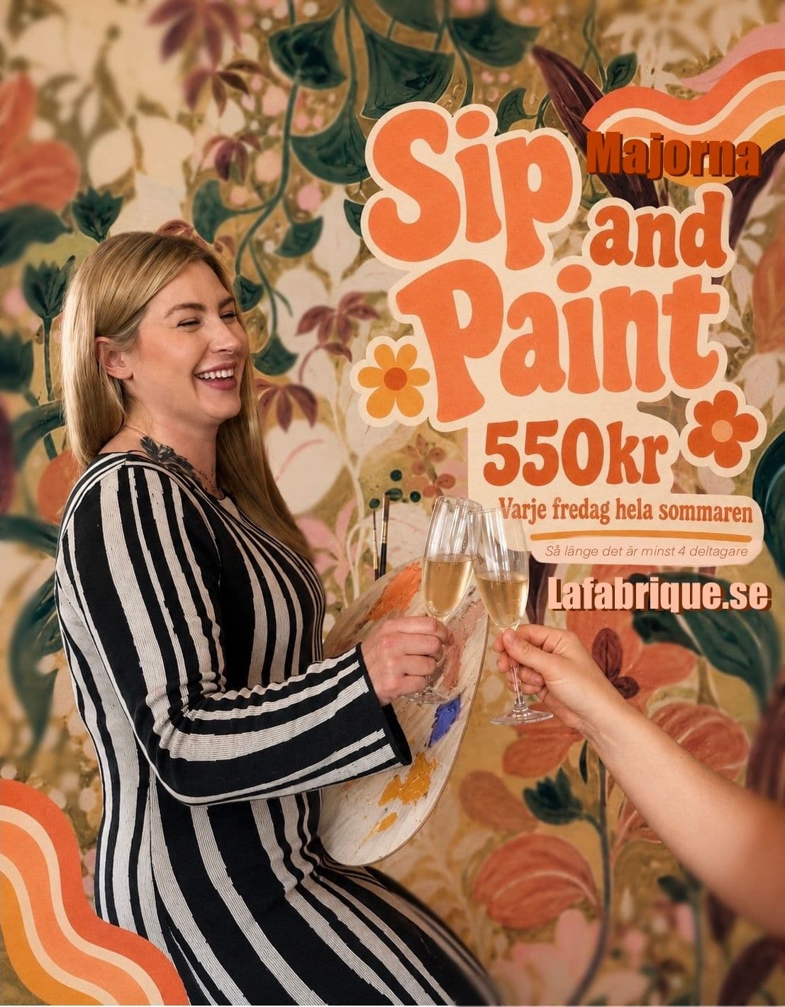 Personer som målar under sip and paint